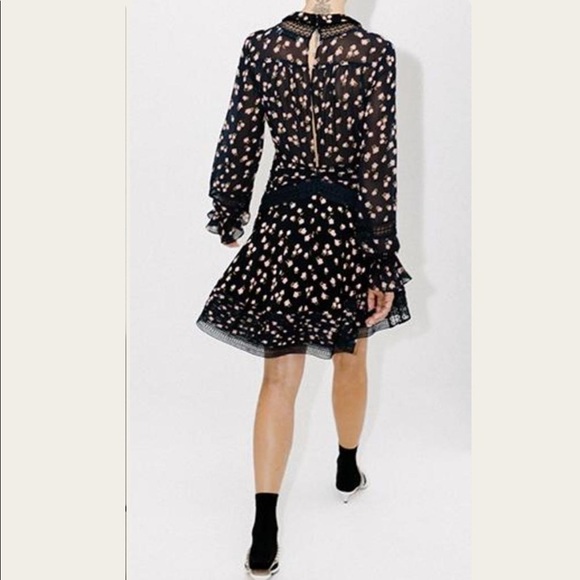 Self-Portrait Twist Front Ditsy Mini Dress Size 2 - Picture 2 of 13